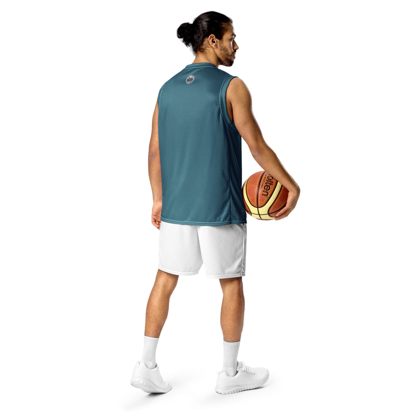 Logo of ASR recycled unisex basketball jersey - teal