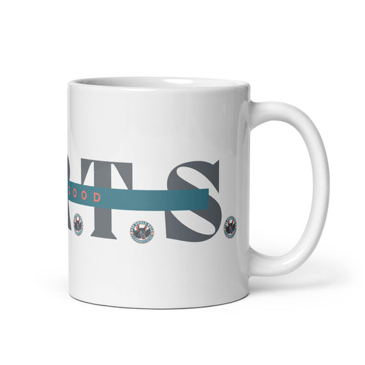 Make Good F.A.R.T.S. light gray white glossy mug