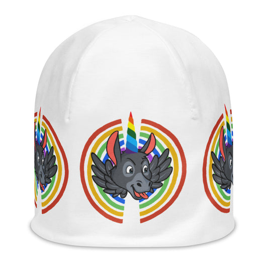 Rainbows & Unicorns all-over print beanie