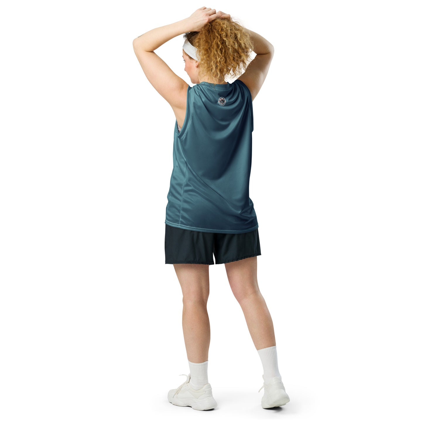 Logo of ASR recycled unisex basketball jersey - teal