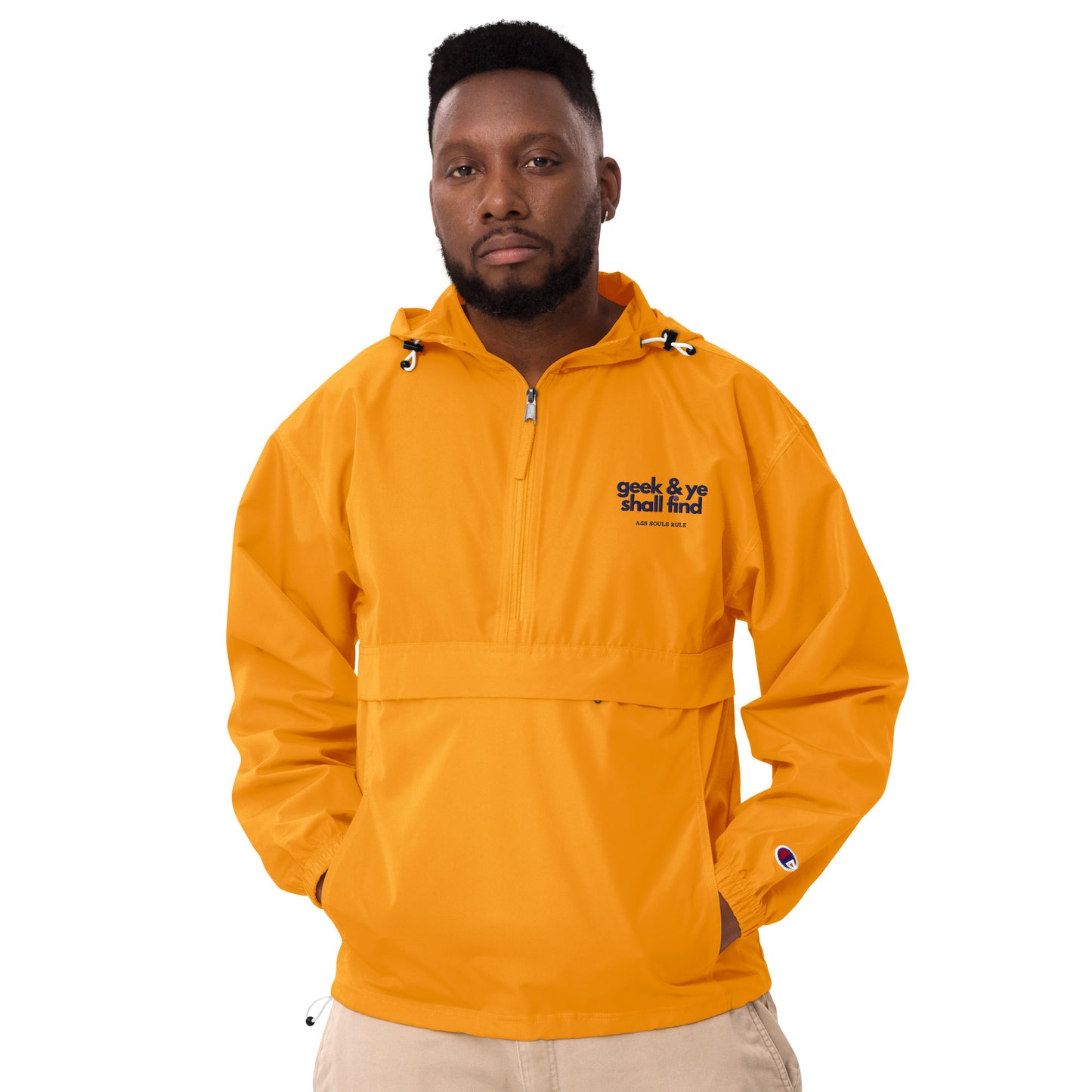 Geek & Ye Shall Find embroidered champion packable jacket