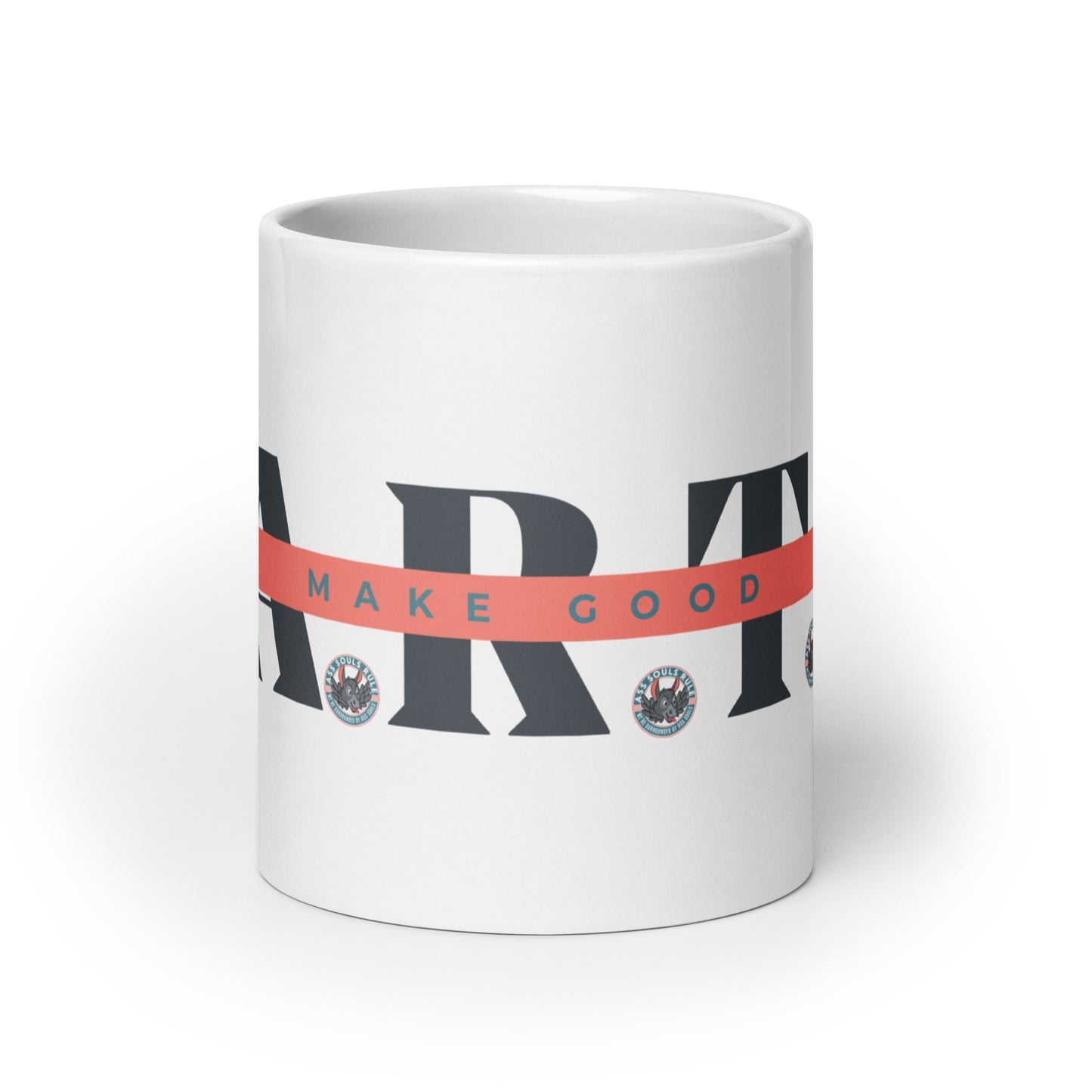 Make Good F.A.R.T.S. dark gray white glossy mug